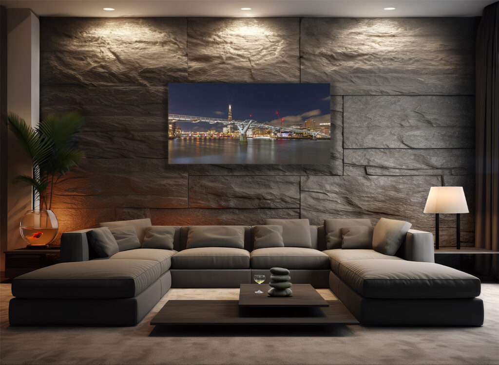 Canvas of The Millennium Bridge at night available to buy.