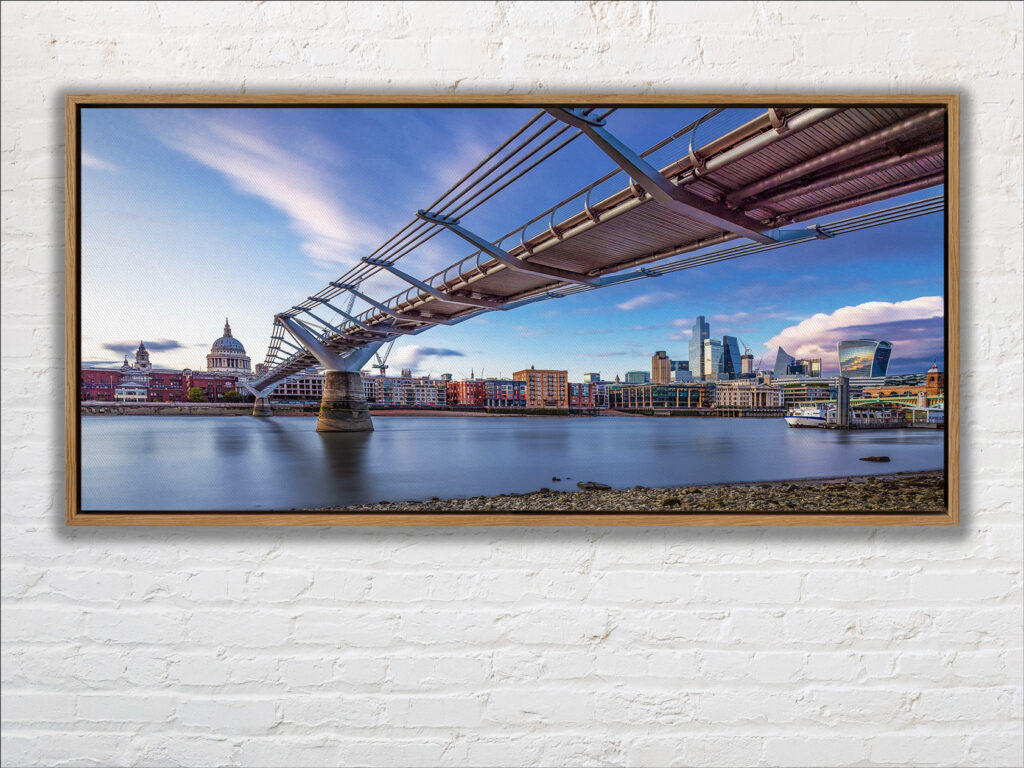 Oak framed canvas of Millennium Bridge & St. Pauls, London