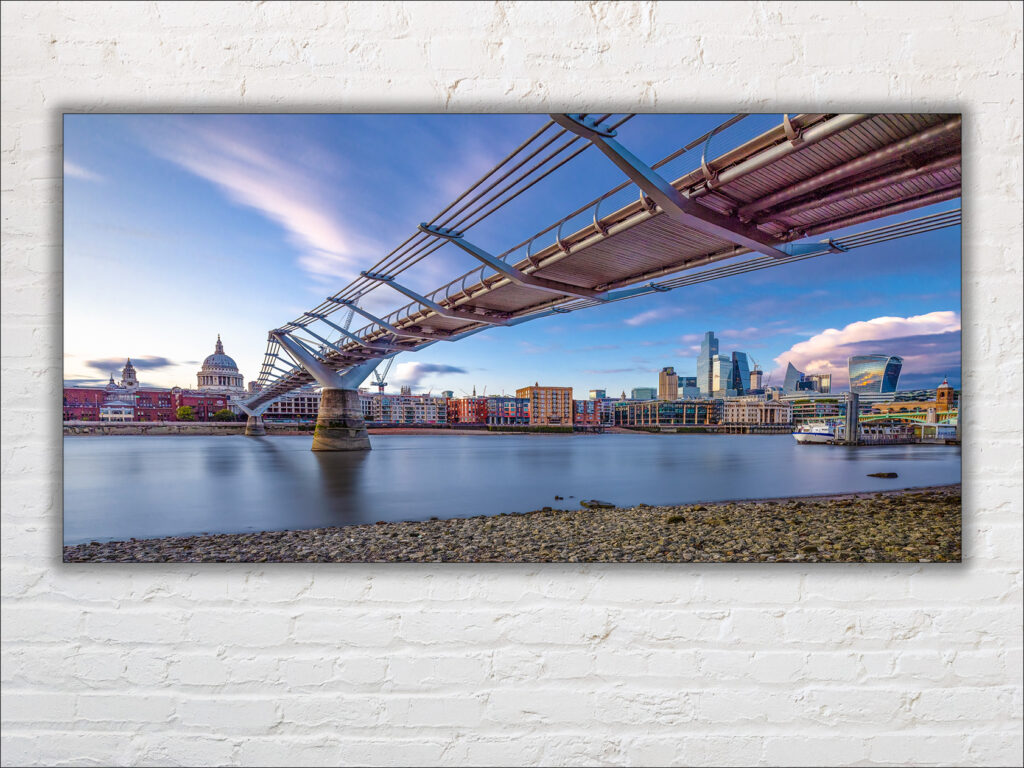 Colourful Print of Millennium Bridge & St. Pauls, London