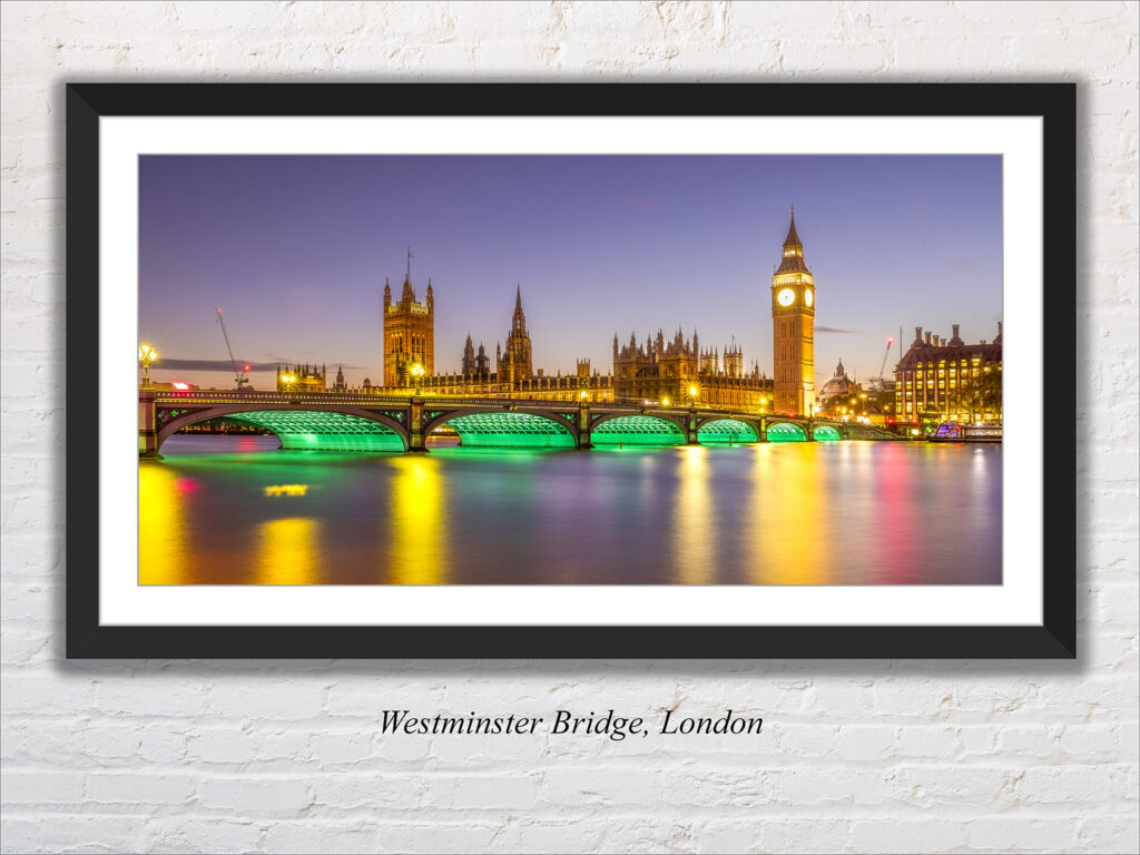 Westminster Bridge, London, black framed print