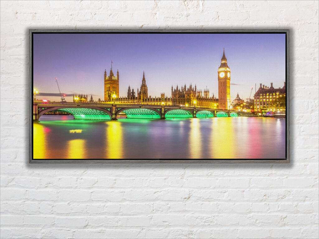 Westminster Bridge. London, grey framed canvas